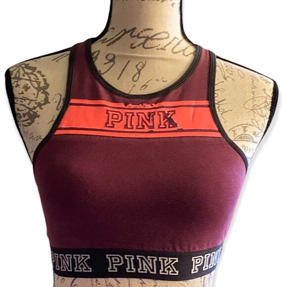 Victoria’s Secret Pink Maroon Red Sports Bra Size Small - Picture 1 of 2